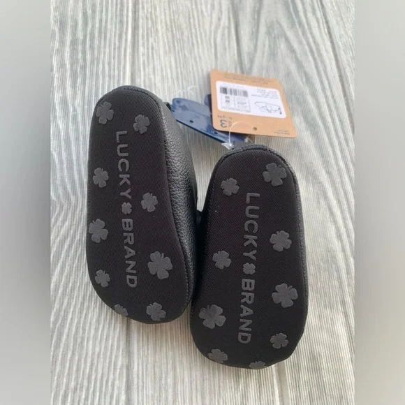 Lucky Brand Crib Shoes Black Bow 6-9 Months Size 3 Baby Girl - Picture 5 of 10
